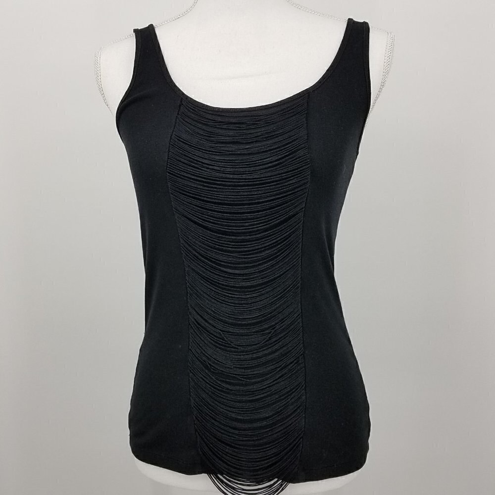 Express Black Tank Top With Fringe Front